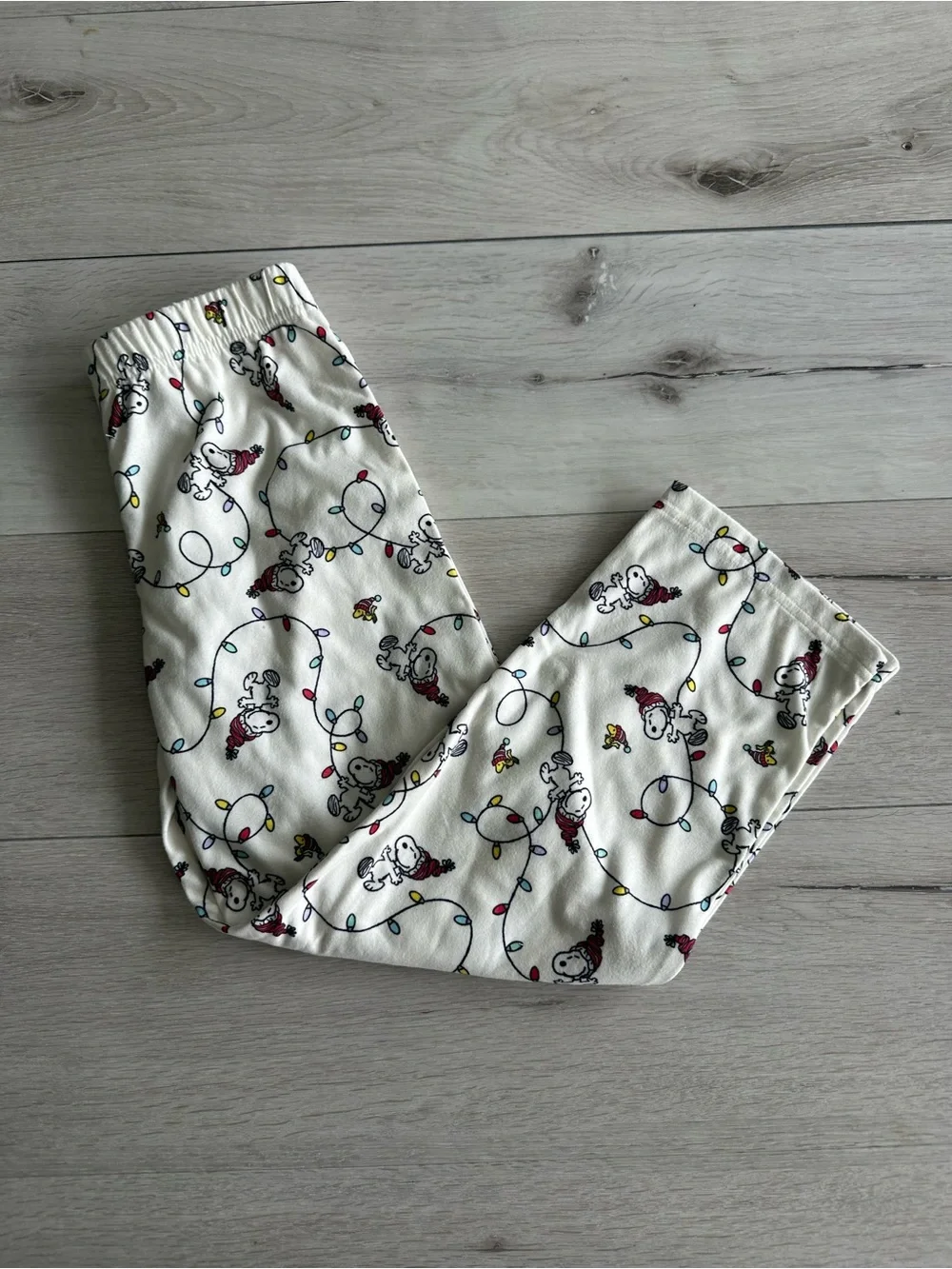 Carters Peanuts Snoopy Print Fleece Long Sleeve Loose Fit PJ Set White NWT
